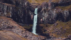 Превью обои водопад, камни, горы