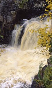 Превью обои водопад, камни, миннесота, осень