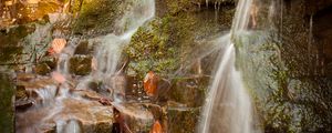 Превью обои водопад, камни, мох, природа