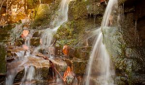 Превью обои водопад, камни, мох, природа