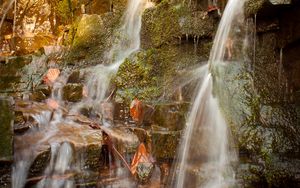 Превью обои водопад, камни, мох, природа