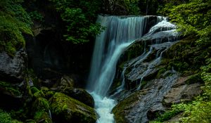 Превью обои водопад, камни, мох, пейзаж