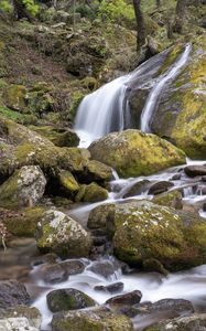 Превью обои водопад, камни, мох, природа, пейзаж