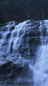 Превью обои водопад, камни, обрыв, вода