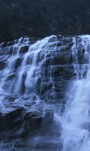 Превью обои водопад, камни, обрыв, вода