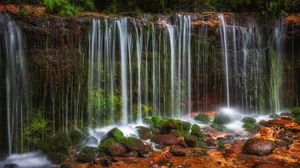 Превью обои водопад, камни, пейзаж, природа, мокрый