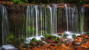 Превью обои водопад, камни, пейзаж, природа, мокрый