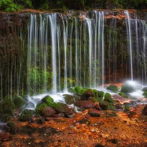 Превью обои водопад, камни, пейзаж, природа, мокрый