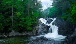 Превью обои водопад, камни, река, брызги