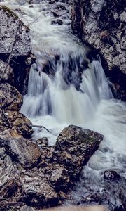 Превью обои водопад, камни, река, течение