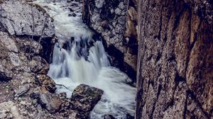 Превью обои водопад, камни, река, течение