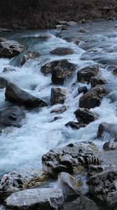 Превью обои водопад, камни, река, вода, природа