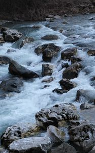 Превью обои водопад, камни, река, вода, природа