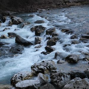 Превью обои водопад, камни, река, вода, природа