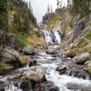 Превью обои водопад, камни, река, природа