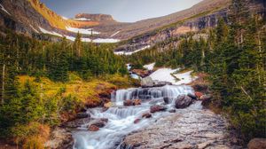 Превью обои водопад, камни, течение