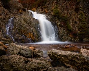 Превью обои водопад, камни, течение, каскад