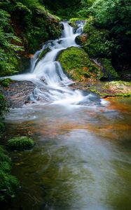 Превью обои водопад, камни, вода, природа, пейзаж, мох