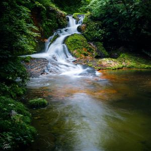 Превью обои водопад, камни, вода, природа, пейзаж, мох