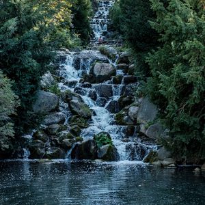 Превью обои водопад, камни, вода, река, природа