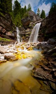 Превью обои водопад, камни, вода, скалы, поток