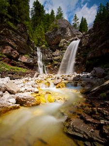Превью обои водопад, камни, вода, скалы, поток
