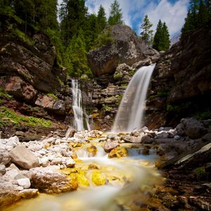 Превью обои водопад, камни, вода, скалы, поток