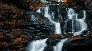 Превью обои водопад, камни, вода, поток, скалы