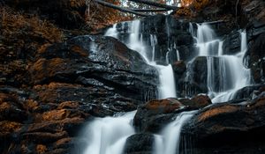 Превью обои водопад, камни, вода, поток, скалы