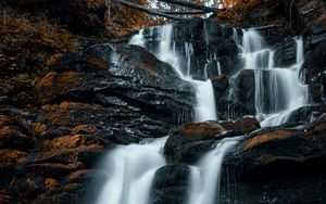 Превью обои водопад, камни, вода, поток, скалы