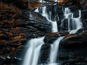 Превью обои водопад, камни, вода, поток, скалы