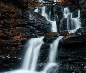 Превью обои водопад, камни, вода, поток, скалы