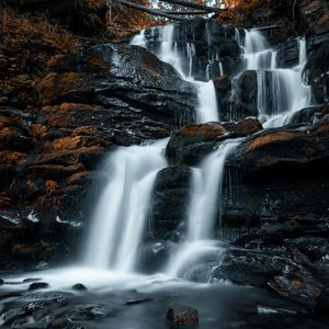 Превью обои водопад, камни, вода, поток, скалы