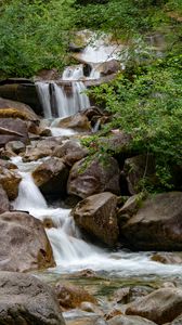 Превью обои водопад, камни, вода