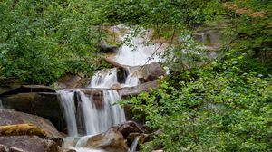 Превью обои водопад, камни, вода