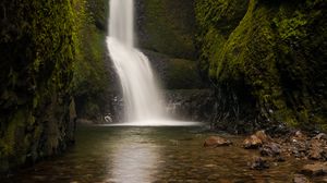 Превью обои водопад, камни, вода, дно