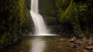 Превью обои водопад, камни, вода, дно