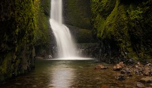 Превью обои водопад, камни, вода, дно