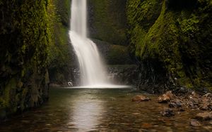 Превью обои водопад, камни, вода, дно