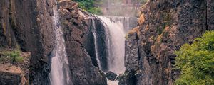 Превью обои водопад, камни, вода, мост