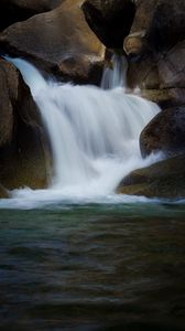 Превью обои водопад, камни, вода, природа