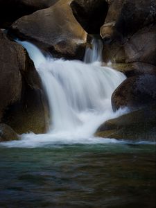 Превью обои водопад, камни, вода, природа