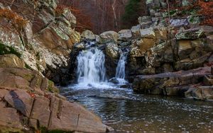 Превью обои водопад, камни, вода, пена, природа