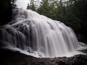 Превью обои водопад, каскад, долгая выдержка, природа