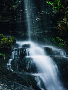 Превью обои водопад, каскад, камни, природа