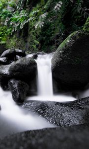 Превью обои водопад, каскад, камни, долгая выдержка