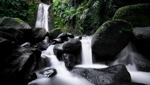 Превью обои водопад, каскад, камни, долгая выдержка