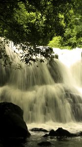 Превью обои водопад, каскад, пейзаж, природа, деревья