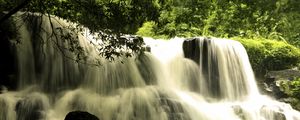 Превью обои водопад, каскад, пейзаж, природа, деревья