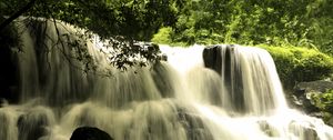 Превью обои водопад, каскад, пейзаж, природа, деревья